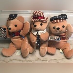 Dan Dee Collectors Choice Bean Bag Friends Bear Plush American Flag Set of 3 NEW